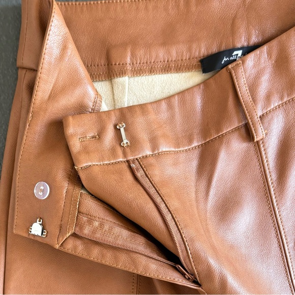 7 For All Mankind Wide Leg Faux Cognac Leather Fully Lined Mid Rise Cropped Pant - Picture 8 of 12